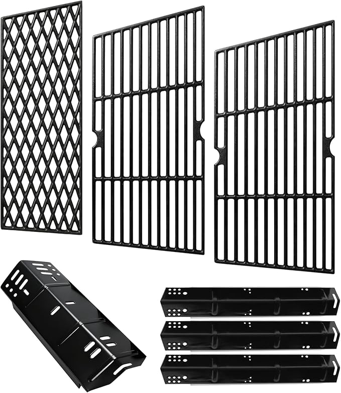 DGH450CRP Grill Grates Heat Plates Grill Replacement Parts for Dyna-Glo 4 Burner DGH451CRP DGH450CRN, 70-01-911 Cast Iron Cooking Grates, 70-02-411, 70-02-412 Heat Tents, Grill Parts Kit for Dynaglo