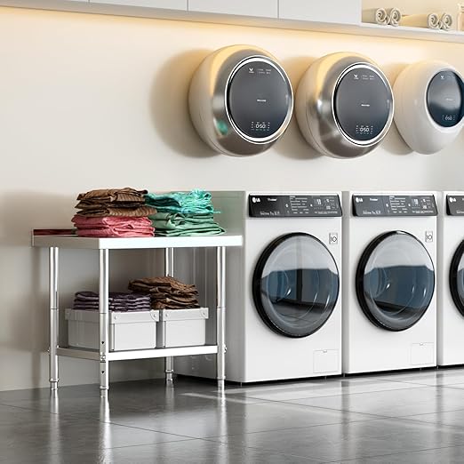 KUARBARR Stainless Steel Table for Prep & Work with Backsplash 24 x 36 Inches NSF Metal Commercial Kitchen Adjustable Under Shelf Worktable for Restaurant Home Outdoor