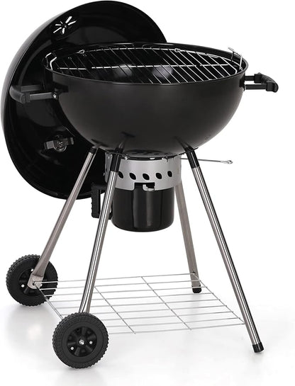 Captiva Designs 22-inch Kettle Charcoal BBQ Grill with Enameled Lid and Firebowl, Extra Thick Chromplated Grate & Slid-out Ash Catcher, Barbecue Grill Outdoor Cooking, Picnic, Patio, Backyard