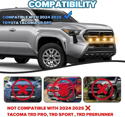 4-in-1 Front Grill Lights Compatible with Toyota Tacoma SR SR5 2024 2025 | APP Control, 8 Lighting Modes, with Fuse Adaptor, RGB LED Grille Light Bar, Tacoma Accessories