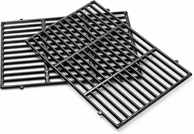 18.75"×13.25" Cast Iron Grill Grates - Porcelain-Enameled - 66095 66802 66805 Replacement for Weber Genesis II 300/LX 300 Series (E/S-310·315·320·325·330·335·340)