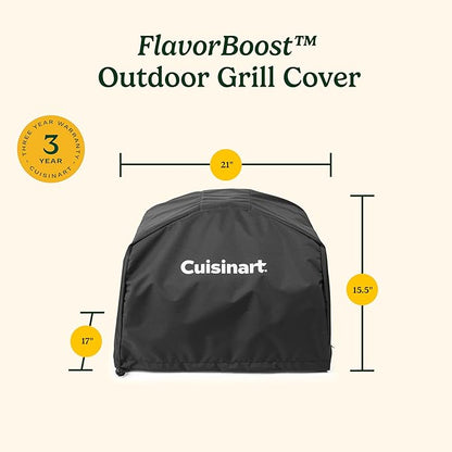 Cuisinart FlavorBoost™ Outdoor Electric Grill Cover, Water Resistant Grill Cover for Cuisinart Electric Outdoor Cooking, Durable All Weather BBQ Protector with Adjustable Strings for All Conditions