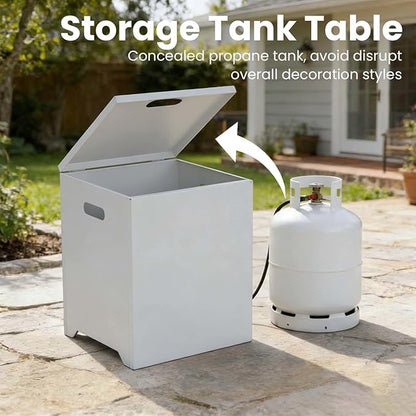 42 Inch Gas Fire Pit Table, 55,000 BTU Propane Fire Pits for Outside with Aluminum Lid and Waterproof Cover, 2 in 1 Firepit Table