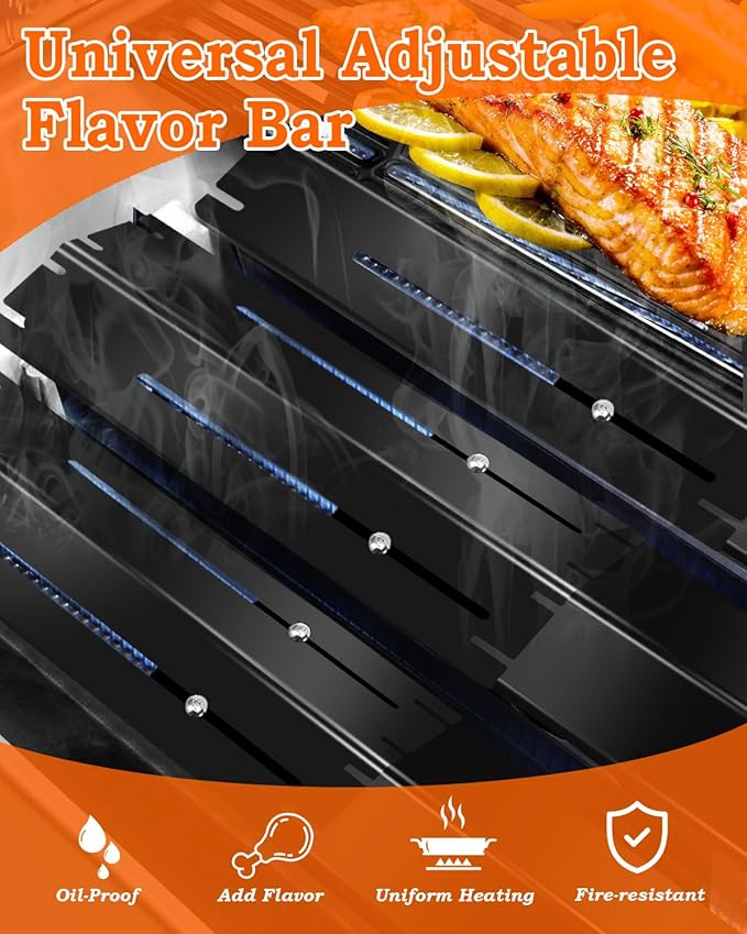 13.5" up to 25" Universal Adjustable Grill Heat Plates Shield Flavorizer Bar for Charbroil Nexgrill Uniflame Backyard Dyna Glo Chargriller King Griller, 3 Pcs BBQ Grill Heat Tent Burner Covers