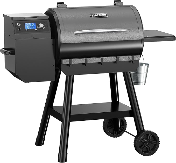 Electric Wood Pellet Grill, 456 SQ.IN Cook Area Pellets Grill, 16LBS Hopper Pellet Smoker Grill, 500 Degree Max Temperature&Auto Feed, 8 in 1 BBQ Grill Outdoor with Meat Probe, Grease Bucket