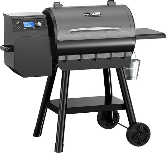 Electric Wood Pellet Grill, 456 SQ.IN Cook Area Pellets Grill, 16LBS Hopper Pellet Smoker Grill, 500 Degree Max Temperature&Auto Feed, 8 in 1 BBQ Grill Outdoor with Meat Probe, Grease Bucket