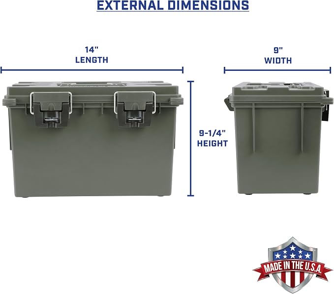 Sheffield XL Ammo Box Made in USA, Stackable Lockable Ammo Storage Box | 4 Pack Lockable Storage Box, Water and Dust Resistant Dry Box, Secures Hunting Gear, Gun Accessories, Supplies, and Bullets