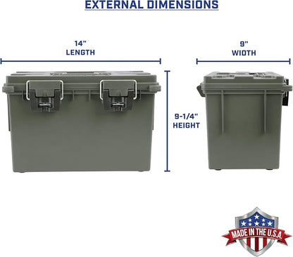 Sheffield XL Ammo Box Made in USA, Stackable Lockable Ammo Storage Box | 4 Pack Lockable Storage Box, Water and Dust Resistant Dry Box, Secures Hunting Gear, Gun Accessories, Supplies, and Bullets