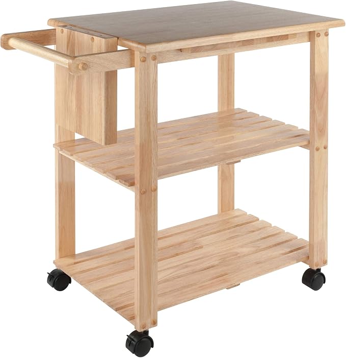 Winsome Mario Kitchen Cart, Rolling Utility & Serving Cart with Wheels for Snacks in Natural, Drinks, Kitchen Essentials, Storage & Organization for the Home or Apartment