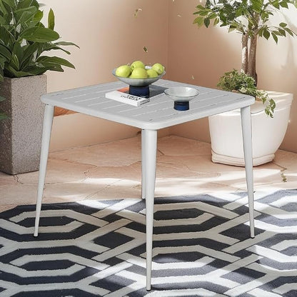 Industrial Square Patio Table Modern Kitchen Dining Table Metal Bar Bistro Table for Small Space Coffee Desk 27.5 * 27.5 * 30inch(L*W*H)