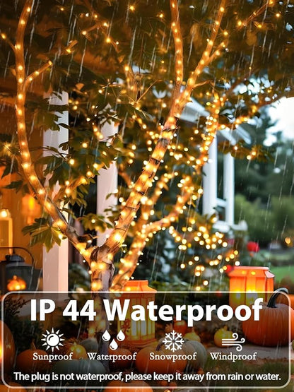 165 FT 500 LED Super Long Christmas Lights String Indoor Outdoor Warm White | Timer and Memory Function, 8 Modes Green Wire Twinkle Lights for Xmas Tree Fence Pillar Bedroom Garden Holiday Party Decor