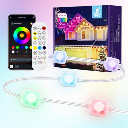 100FT Permanent Outdoor RGB Lights, Smart Outdoor String Lights with App Remote Control, 16 Million Colors & 100 Scene Modes, IP67 Waterproof Outdoor Lights for Patio Garden Yard Holiday Party Decor