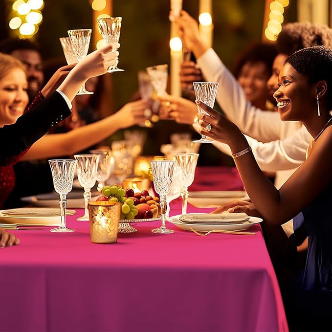 54 Inch X 300 Feet Plastic Table Cover Roll Premium Disposable Plastic Tablecloth for All Type/Shape Tables | Picnic, Party, Banquet, Birthdays, Weddings (Fuchsia, 54 Inch X 300 Feet)