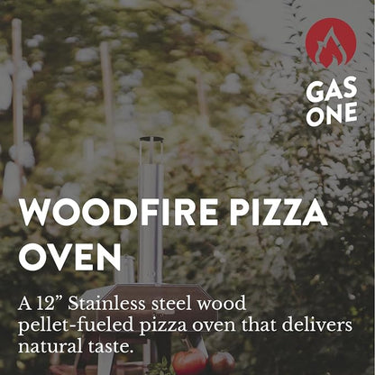 GasOne Portable Wood Pellet Pizza Oven 12-inch Pizza Maker for Outdoors, RVs, and Camping Stainless Steel Cooker