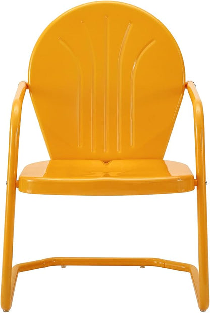 Crosley Furniture Griffith Outdoor Chair, Retro Metal Patio Chairs for Dining, Porch, Deck, Balcony, Tangerine