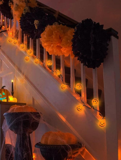 Halloween Decorations Pumpkin String Lights Outdoor, 8.5Ft Halloween Lights with 10 LED Waterproof Orange Jack-O-Lantern, Hanging Pumpkin String Lights UL Listed for Party Porch Home Window Decor