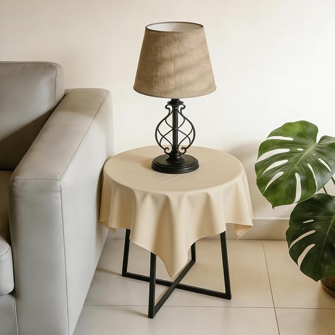 Wolkemer Small Square Tablecloth 36 x 36 Inch Washable Fabric Table Cloth Beige Table Cover for Nightstand End Bedside Tables Tabletop Decoration