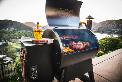 Traeger Grills Pro Series 22 Electric Wood Pellet Grill and Smoker, Bronze, Extra large & Classic Accessories Veranda Water-Resistant 41 Inch Traeger Pellet BBQ Grill with Exhaust Arm Cover