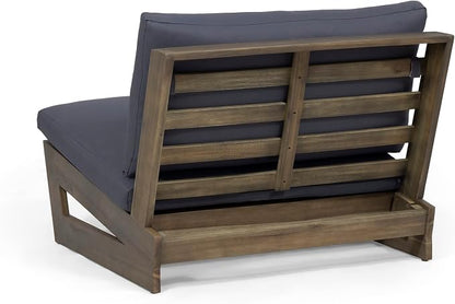 Sherwood Outdoor Club Chair with Cushions - Acacia Wood - Gray/Dark Gray