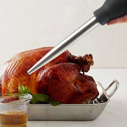 Stainless Steel Turkey Baster Syringe Rubber Bulb Manual Pump Injector with Needle and Cleaning Brush