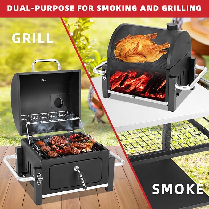 Kendane Portable Charcoal Grill with 314 Square Inch Cooking Area,Compact Tabletop Charcoal Grill with Warming Rack,Small BBQ Grill with Charcoal Tray for Outdoor Camping, Picnic