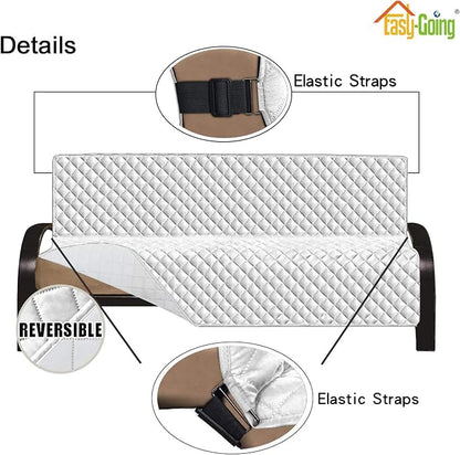 Easy-Going Reversible Couch Cover, Large Futon Sofa, White/White | Machine Washable Slipcover For Dogs, Water Resistant Furniture Mat For Living Room, Non-Slip Sofa Cover, Pet Friendly