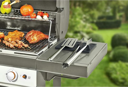 Outset Grill Mat Utensil Holder with Tong Station, 9.5" x 6", Silicone, Black