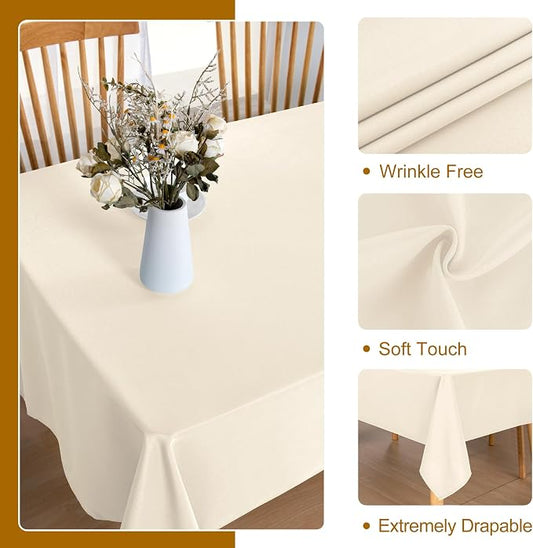 DWCN Square Tablecloth - 54 x 54 Inch - Waterproof Stain and Wrinkle Resistant Washable Table Cloth, Decorative Fabric Table Cover for Kitchen Dining Room Party and Outdoor Use, Champagne