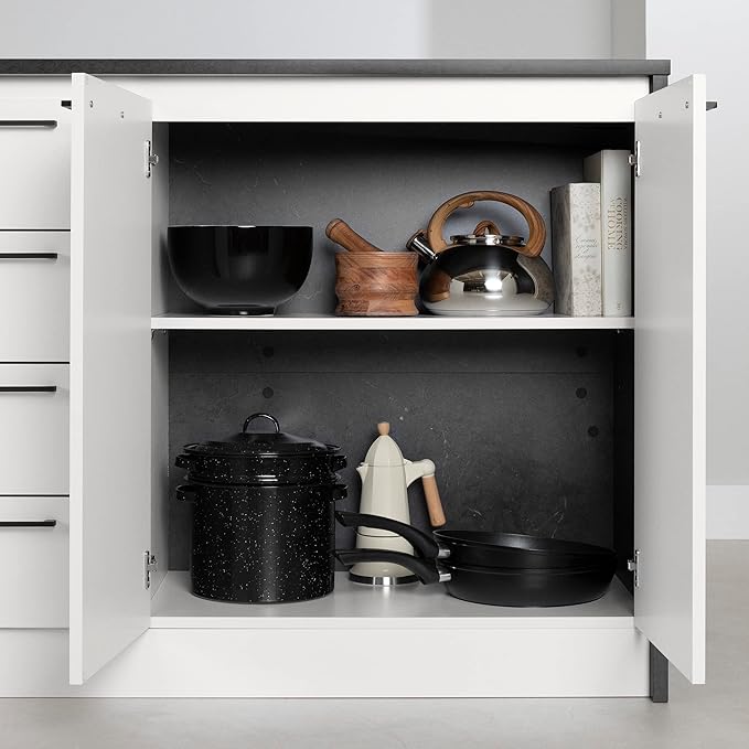 South Shore Myro Kitchen Island Faux Black Stone and White, Contemporary