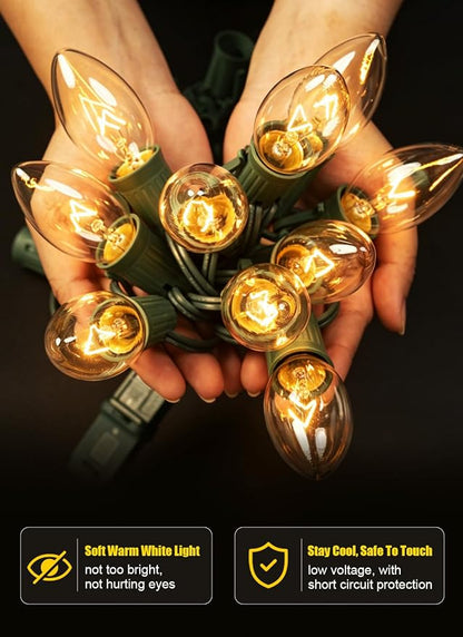 Formosa 26FT Upgraded Version C9 Christmas String Lights,Clear Incandescent String Lights for Indoor Use, for Xmas Tree, Holiday Party Decor, String Lights for Bedroom，UL Listed, Commercial Grade