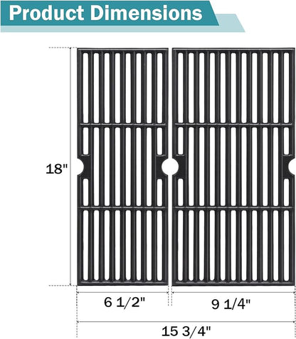 Criditpid 18 Inch Grill Grates for Charbroil Performance 2 Burner 463625217 463673519 Replacement Parts, Cast Iron Grill Cooking Grate for Char-Broil G470-0002-W1, G470-0003-W1, 463625219, 463673517