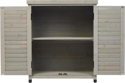 KEIKI Outdoor Potting Bench with Storage Cabinet & Metal Table Top, Weatherproof Garden Workstation, Hemlock Wood
