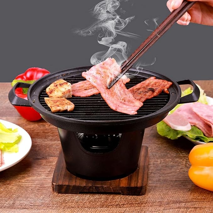 BBQ Charcoal Grill, Tabletop Yakiniku Grill Portable Korean Barbecue Japanese Hibachi PortableCharcoal Stove(02)