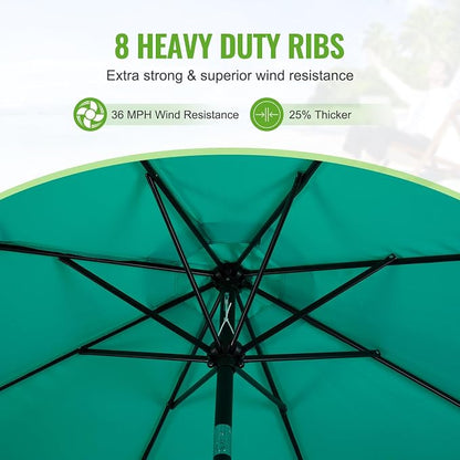 Backyard Expressions 9 ft. Patio Umbrella, Market Table Umbrella w/Tilt and Crank, 8 Ribs