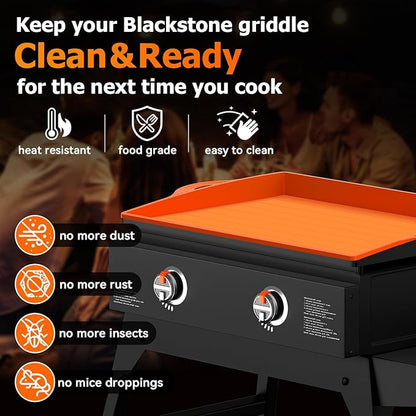 Silicone Griddle Cover for Blackstone - 22 Inch Full-Edge Covered Heavy Duty Food-Grade Silicone Griddle Mat for Blackstone Accessories, Protects Grill from Dirt and Rust