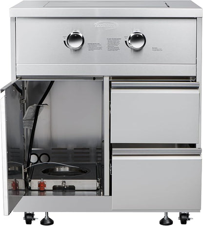 KoolMore 32 in. Outdoor Kitchen Liquid Propane Side Burner with Bottom Cabinet in Stainless-Steel (KM-OKS-SBC)