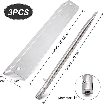 Grill Parts Kit for Char Griller 5050 5650 3001 5072 3072 3008 5252 3030 300 Replacement Parts, Flame Shields, Burner Pipes, Burner Tube/Flare Up Shield Support Kit