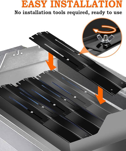 13.5" up to 25" Universal Adjustable Grill Heat Plates Shield Flavorizer Bar for Charbroil Nexgrill Uniflame Backyard Dyna Glo Chargriller King Griller, 3 Pcs BBQ Grill Heat Tent Burner Covers