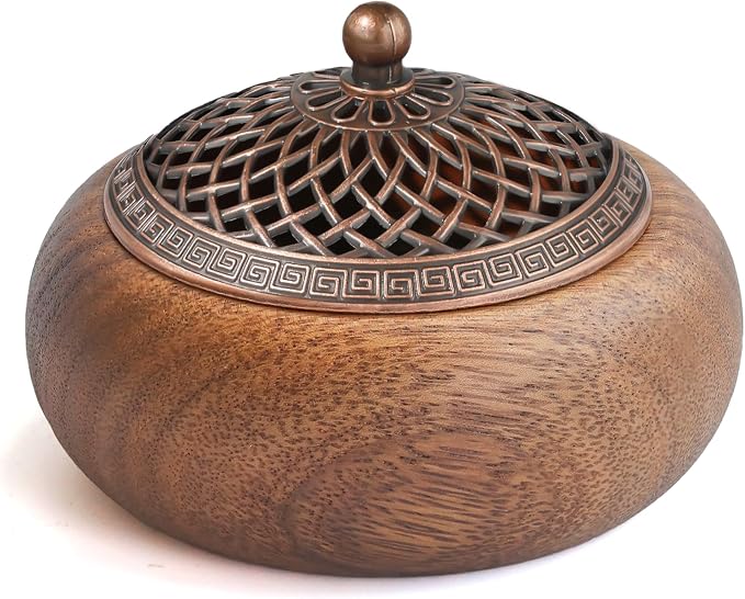 Acacia Wood Incense Burner for Cones & Coils, with Sticks Holder | 3-in-1 Wooden Meditation Accessory, Zen Yoga Home Decor for Living Room, Bedroom and Spa
