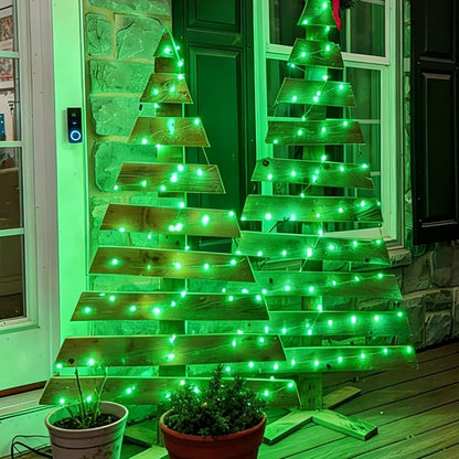 QITONG Green Solar Fairy Lights, 2 Pack Each 66ft 200 LED Halloween String Light Outdoor Waterproof, Silver Wire Christmas Twinkle Mini Lights with 8 Modes