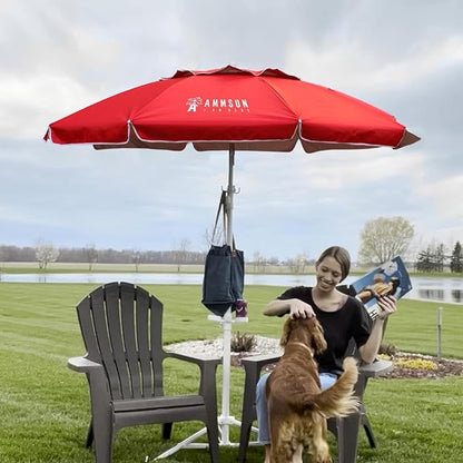 AMMSUN Shade Umbrella, Premium Portable Umbrella with Stand, 6.5ft Lightweight Free Standing Canopy for Sporting Games, Adjustable Instant Sun Protection and Easy to Carry, Red