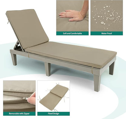 YITAHOME Chaise Lounge Chairs for Outside with Cushion & Adjustable Backrest, Sturdy Loungers for Patio Poolside, Easy Assembly & Waterproof & Lightweight with 265lbs Weight Capacity, Set of 2, Taupe