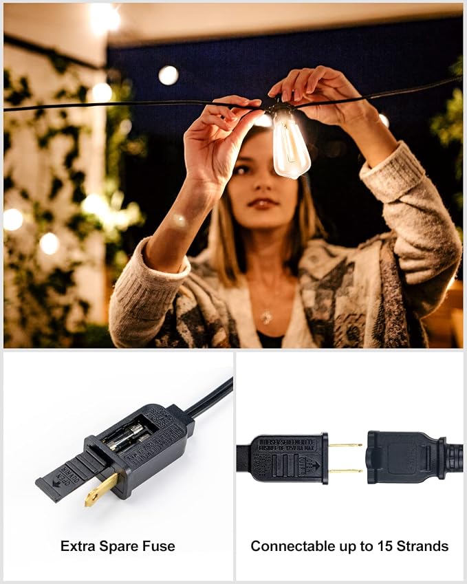 Lightdot 250FT Outdoor String Lights, LED Bistro String Lights with Shatterproof ST38 Bulbs, 2200K Dimmable, Waterproof Hanging Lights for Porch, Party, Garden, Backyard, Balcony - ETL Listed