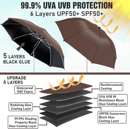 2 PACK Beach Umbrella with Clamp, 360 ° Adjustable Umbrellas for Chair, UPF50+ Umbrella for Beach Chair, Patio Chair, Wheelchair, Camping Chair, Golf Carts (Chair Not Included)