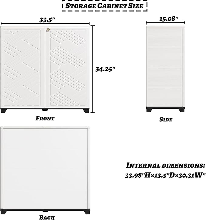 Mrosaa Outdoor/Indoor Storage Box,Resin and Plastic Storage Cabinet Waterproof,Outdoor Cabinet for Patio/Garden/Balcony/Backyard/All Room(NO Shelf-White)