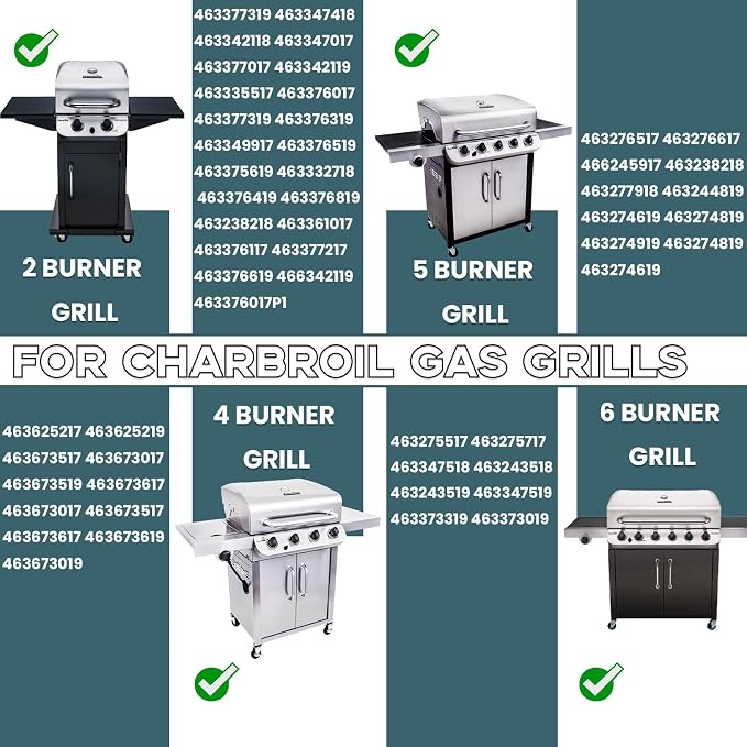 Grill Parts Kit for Charbroil Performance 5 Burner 463275717 463347518 463243519 463243518 463347519 G470-5200-W1 Grill Burner, Heat Plate Shield, Carryover Tube, Igniter Kit for Char-Broil Grill Part