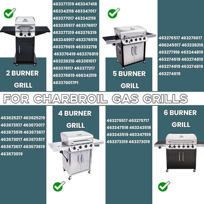Grill Parts Kit for Charbroil Performance 5 Burner 463275717 463347518 463243519 463243518 463347519 G470-5200-W1 Grill Burner, Heat Plate Shield, Carryover Tube, Igniter Kit for Char-Broil Grill Part