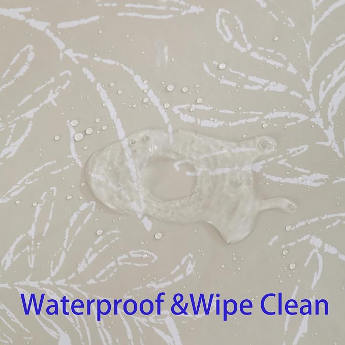Heavy Duty Vinyl Tablecloth with Flannel Backing Waterproof Oil-Proof Plastic Table Cloth Stain-Resistant Wipeable Rectangle or Square Table Cover for Indoor and Outdoor (Beige Leaf，60x102 Inch)