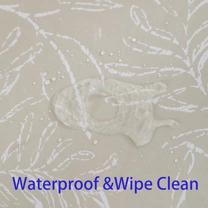 Heavy Duty Vinyl Tablecloth with Flannel Backing Waterproof Oil-Proof Plastic Table Cloth Stain-Resistant Wipeable Rectangle or Square Table Cover for Indoor and Outdoor (Beige Leaf,60x84 Inch)