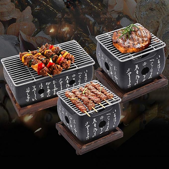 BBQ Barbeque Barbecue Grill,Aluminum Alloy Furnace,Portable Household Charcoal Barbecue Stove,Indoor and Outdoor,2 Size (Size : 11.5cm13cm)